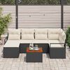vidaXL Garten-Sofa-Set mit Kissen 7 pcs Schwarz Poly Rattan
