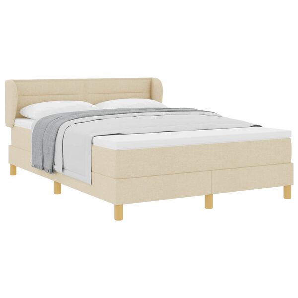 vidaXL Boxspringbett mit Matratze Creme 160 x 200 cm Stoff