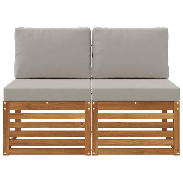 vidaXL 2 St&uuml;ck Outdoor Mittelsofa Massivholz Akazie Natur