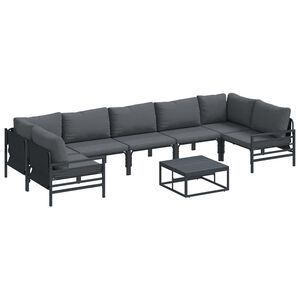 vidaXL Gartensofa-set 8 stk. Schwarz Stahl