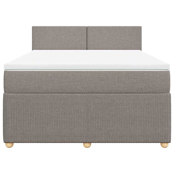vidaXL Boxspringbett mit Matratze Taupe 160x200 cm Stoff