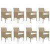 vidaXL 9-tlg. Garten-Essgruppe Beige