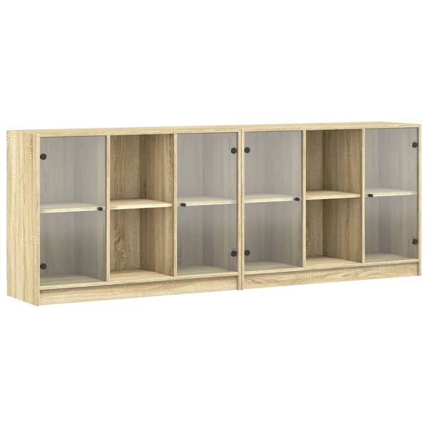 vidaXL B&uuml;cherschrank mit T&uuml;ren Sonoma-Eiche 204x37x75 cm Holzwerkstoff