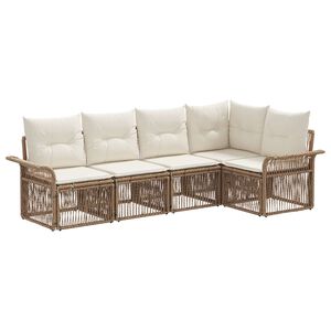 vidaXL Gartensofa-set 5 stk. Beige Poly-Rattan