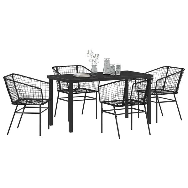 vidaXL Garten Essgruppe 5 pcs Schwarz Poly-Rattan