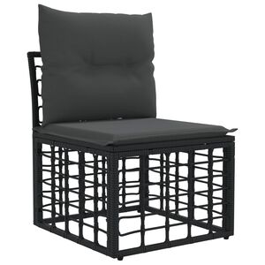 vidaXL Modulares Outdoor-Sofa ohne Armlehnen Schwarz Poly-Rattan