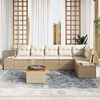 vidaXL Garten-Sofa-Set mit Kissen 7 pcs Beige Poly Rattan