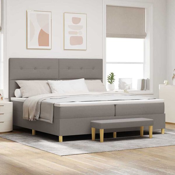 vidaXL Boxspringbett mit Matratze Taupe 200 x 200 cm Stoff