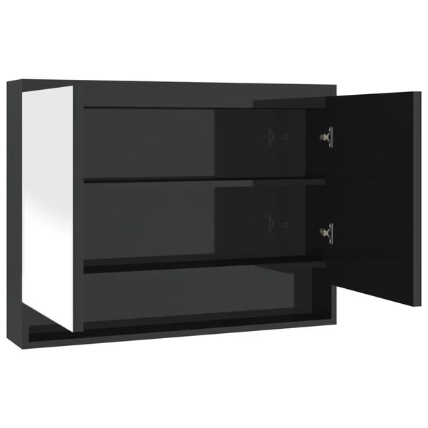vidaXL Spiegelschrank f&uuml;rs Bad 80x15x60 cm Gl&auml;nzend Schwarz