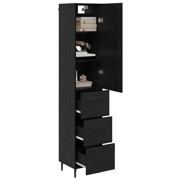 vidaXL Highboard Schwarz Eichen-Optik 34,5 x 34 x 180 cm Holzwerkstoff