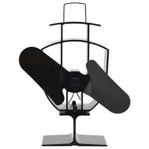 vidaXL Ofenventilator W&auml;rmebetrieben 2 Bl&auml;tter Schwarz