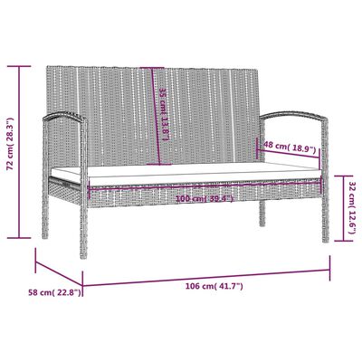 vidaXL 16-tlg. Garten-Lounge-Set mit Auflagen Poly Rattan Grau