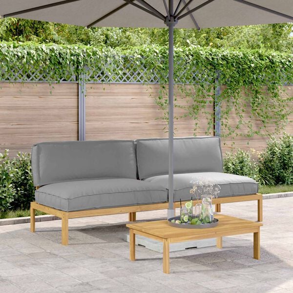 vidaXL Sofa Set mit Kissen Uni Grau 240 x 80 x 69 cm Massivholz Akazie