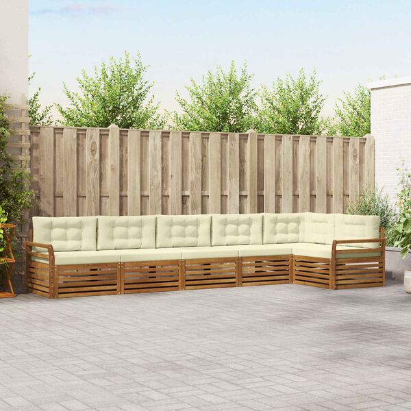 vidaXL Outdoor-Sofagarnitur mit Kissen 6 pcs Natur und Creme