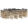 vidaXL 11-tlg. Garten-Essgruppe mit Kissen Beigemischung Poly Rattan