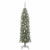 vidaXL K&uuml;nstlicher schlanker Weihnachtsbaum Gr&uuml;n und Wei&szlig; 150 cm