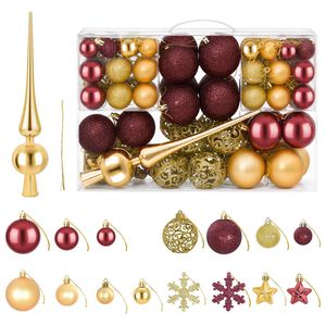 vidaXL Weihnachtskugelset 111 stk. Gold und Weinrot Durchmesser 6 cm