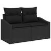 vidaXL Sofa Set mit Kissen mit Kissen 9 pcs Schwarz Poly Rattan