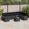 vidaXL Garten-Sofa-Set mit Kissen 9 pcs Schwarz Poly Rattan
