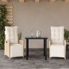 vidaXL 3-tlg. Garten-Essgruppe mit Kissen Beige Poly Rattan