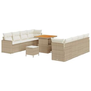 vidaXL Gartensofa-set 11 pcs Beige Poly-Rattan