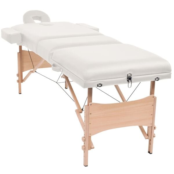 vidaXL Massageliege 3-Zonen Klappbar 10 cm Sitz Weiß