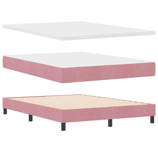 vidaXL Boxspringbett mit Kopfteil Rosa 140 x 200 cm Samt