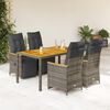 vidaXL 5-tlg. Garten-Bistro-Set mit Kissen Grau Poly Rattan