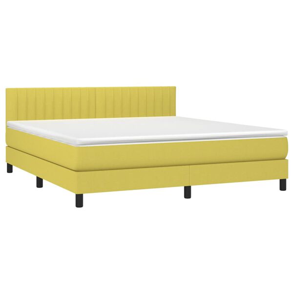 vidaXL Boxspringbett mit Matratze & LED Gr&uuml;n 180x200 cm Stoff