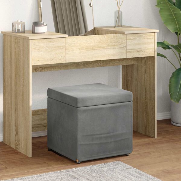 vidaXL Hocker Dunkelgrau 41 x 41 x 40 cm Samt und Engineering Holz