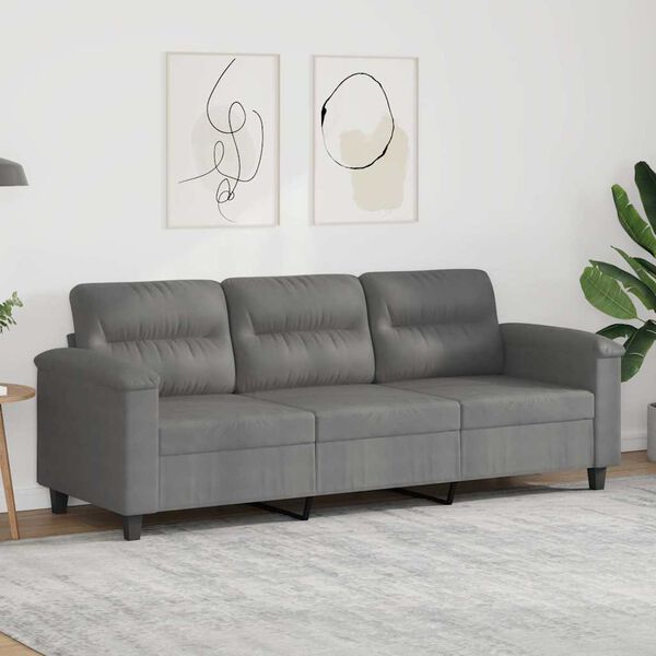 vidaXL 3-Sitzer-Sofa Dunkelgrau 180 cm Mikrofasergewebe