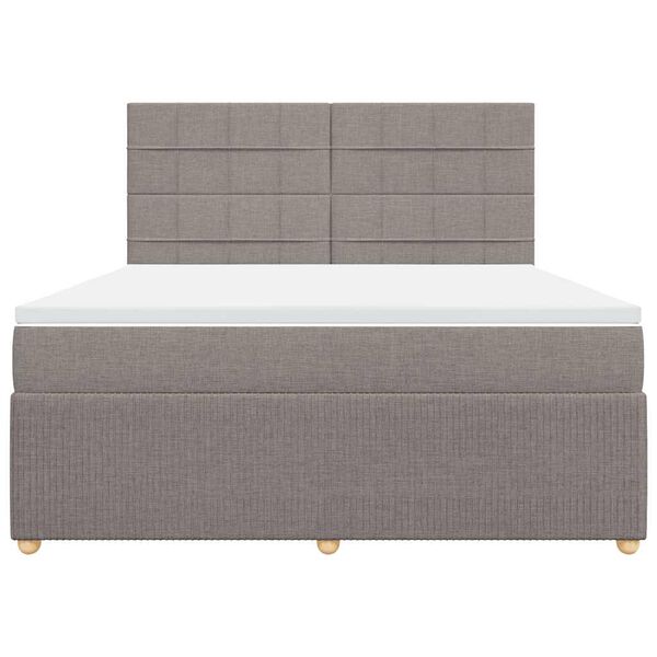 vidaXL Boxspringbett mit Matratze Taupe 180x200 cm Stoff