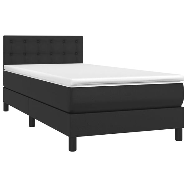 vidaXL Boxspringbett mit Matratze Schwarz 90x190 cm Kunstleder