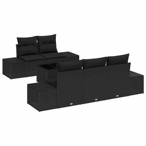 vidaXL Gartensofa-set mit Kissen 6 pcs Schwarz Poly-Rattan