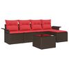 vidaXL Gartensofa-set mit Speicher 6 pcs Braun Poly-Rattan