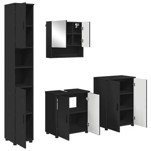 vidaXL Badezimmerm&ouml;bel-Set 4 stk. Schwarz 61 x 35 x 64 cm