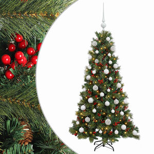 vidaXL K&uuml;nstlicher Weihnachtsbaum mit Weihnachtskugel 150 cm 150 LEDs