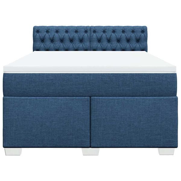 vidaXL Boxspringbett mit Matratze Blau 140x190 cm Stoff