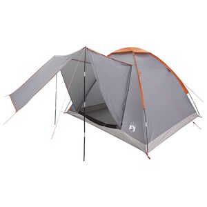 vidaXL Campingzelt Grau und Orange 4-Personen Polyester und Stahl