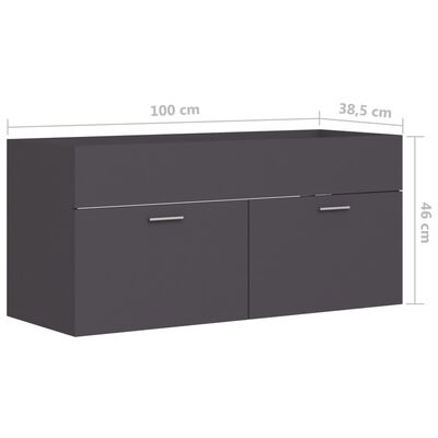 vidaXL Waschbeckenunterschrank Grau 100x38,5x46 cm Holzwerkstoff
