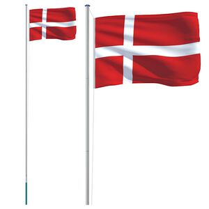 vidaXL Flagge D&auml;nemarks mit Mast 6,08 m Aluminium