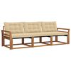 vidaXL Outdoor-Sofagarnitur 3 stk. Natur und Beige