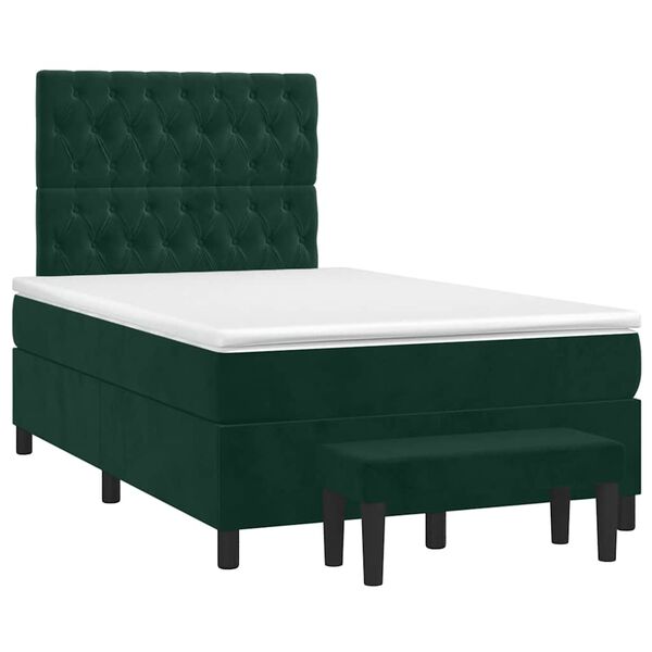 vidaXL Boxspringbett mit Matratze Dunkelgr&uuml;n 120x190 cm Samt