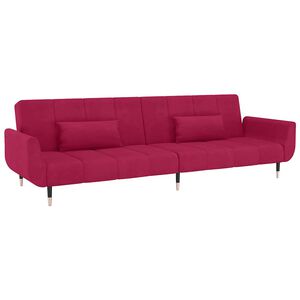 vidaXL Schlafsofa 2-Sitzer mit 2 Kissen Weinrot Samt