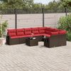 vidaXL 10-teiliges Gartensofa-Set mit Kissen, braun, Polyrattan
