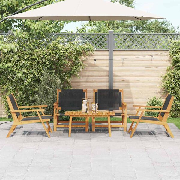 vidaXL Gartenst&uuml;hle mit Tisch 5 pcs Schwarz Massivholz Akazie