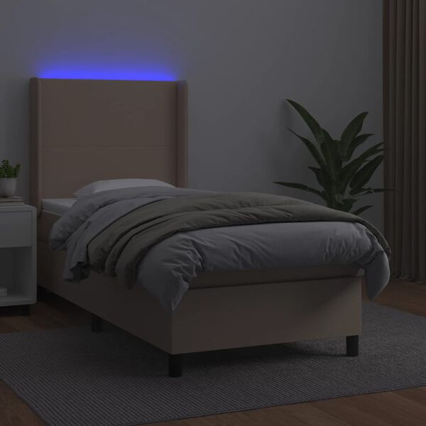 vidaXL Boxspringbett mit Matratze & LED Cappuccino-Braun 90x200cm