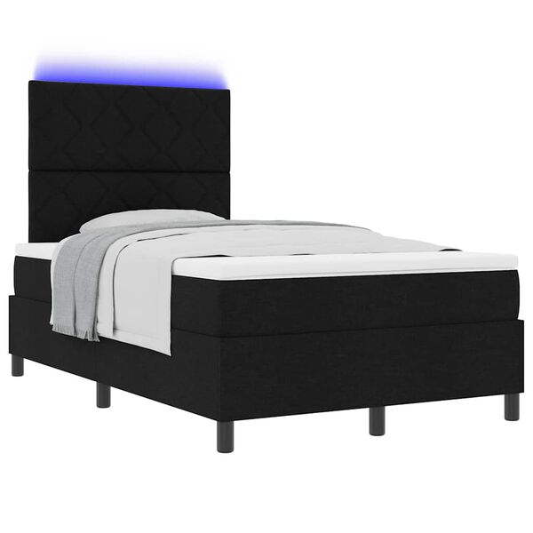 vidaXL Boxspringbett mit Matratze mit LED Schwarz 120 x 200 cm Stoff