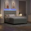 vidaXL LED Boxspringbett mit Matratze Hellgrau 140 x 200 cm Stoff