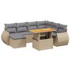 vidaXL 8-tlg. Garten-Sofagarnitur mit Kissen Beige Poly Rattan